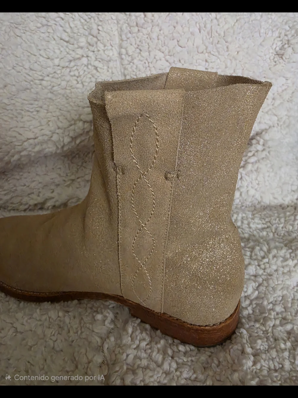 Women's Beige Suede Ankle Booties with Pull Tab
